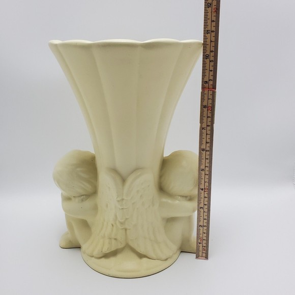 Made in Canada Double Cherub Decorative Vase Ceramic Pottery 10.5 Inches - Picture 2 of 12